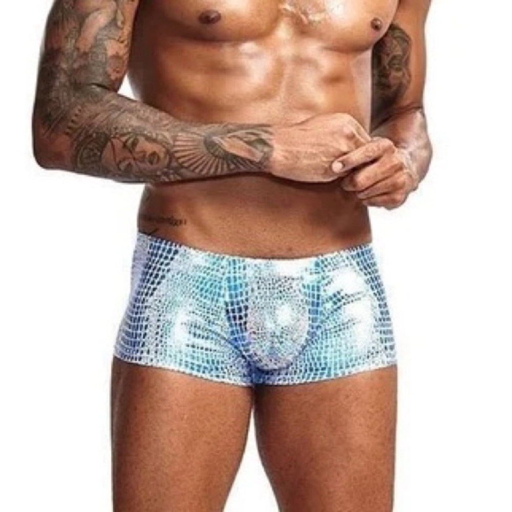 Mens Snake Skin Faux Leather Boxer Shorts Men U Convex Low Waist Male Un…